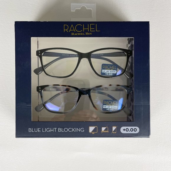 Rachel Roy +0.00 Blue Light Blocking Reading Glasses Tortoise Black - Picture 1 of 3